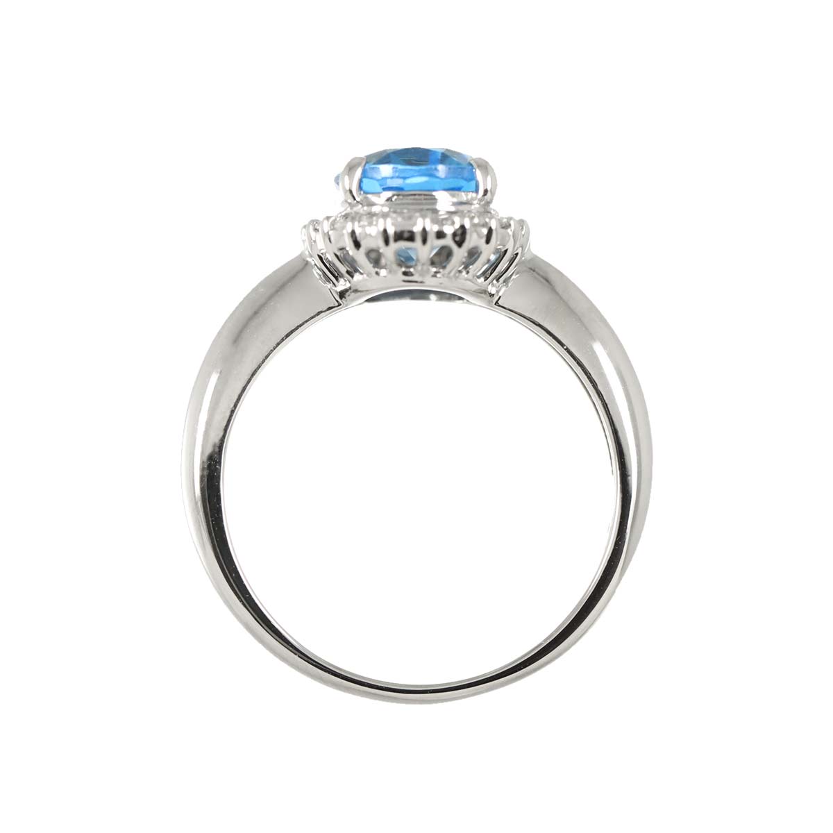 Blue Topaz Diamond 0.26ct Ring Pt Platinum size6-6.25(US)