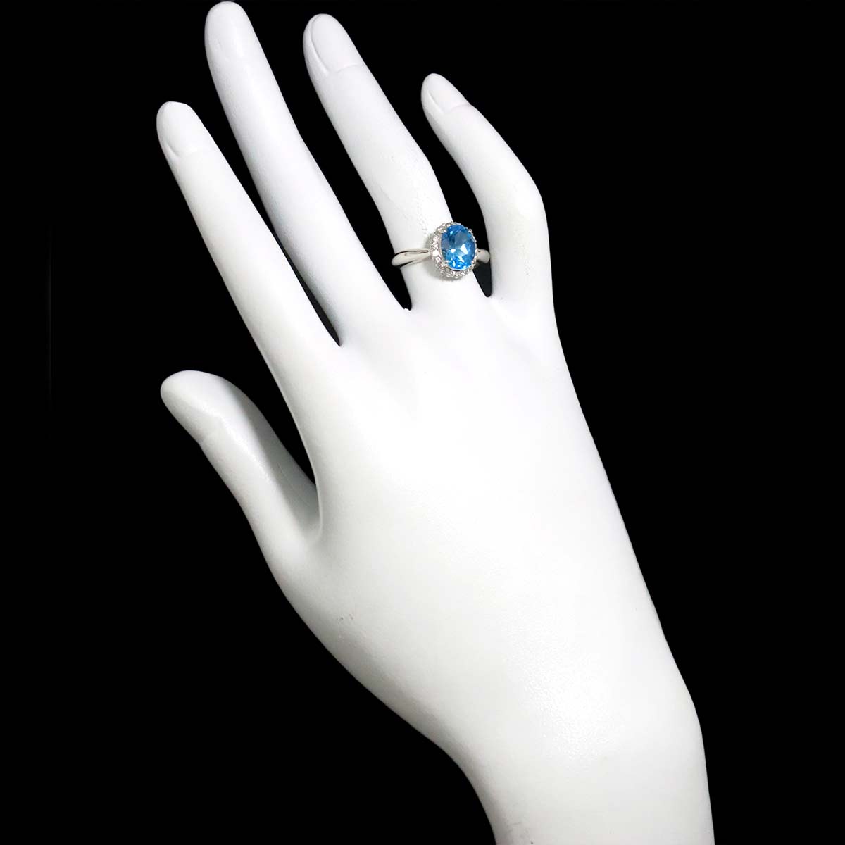 Blue Topaz Diamond 0.26ct Ring Pt Platinum size6-6.25(US)