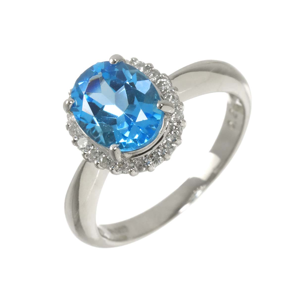 Blue Topaz Diamond 0.26ct Ring Pt Platinum size6-6.25(US)