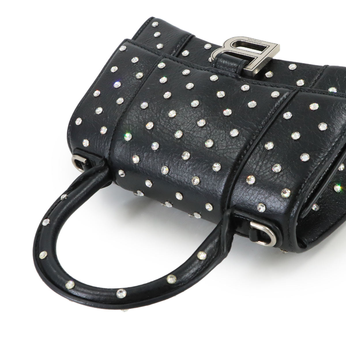 Hourglass XS Hand Shoulder Bag Leather Black 592833