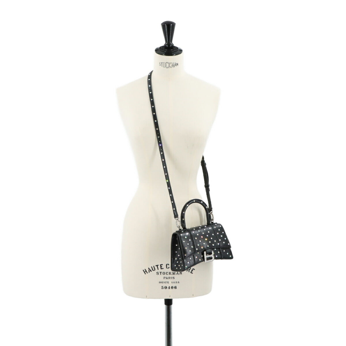 Hourglass XS Hand Shoulder Bag Leather Black 592833