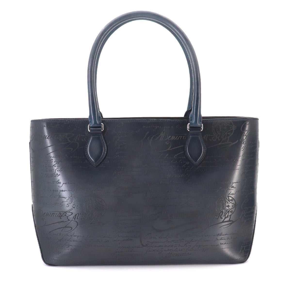 Calligraphy Toujours Tote Bag Venezia Leather Navy Purse