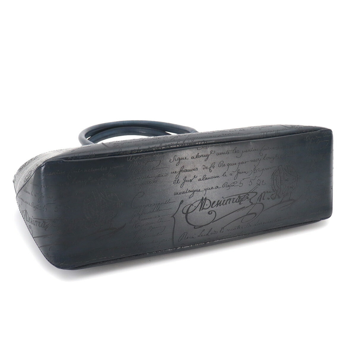 Calligraphy Toujours Tote Bag Venezia Leather Navy Purse