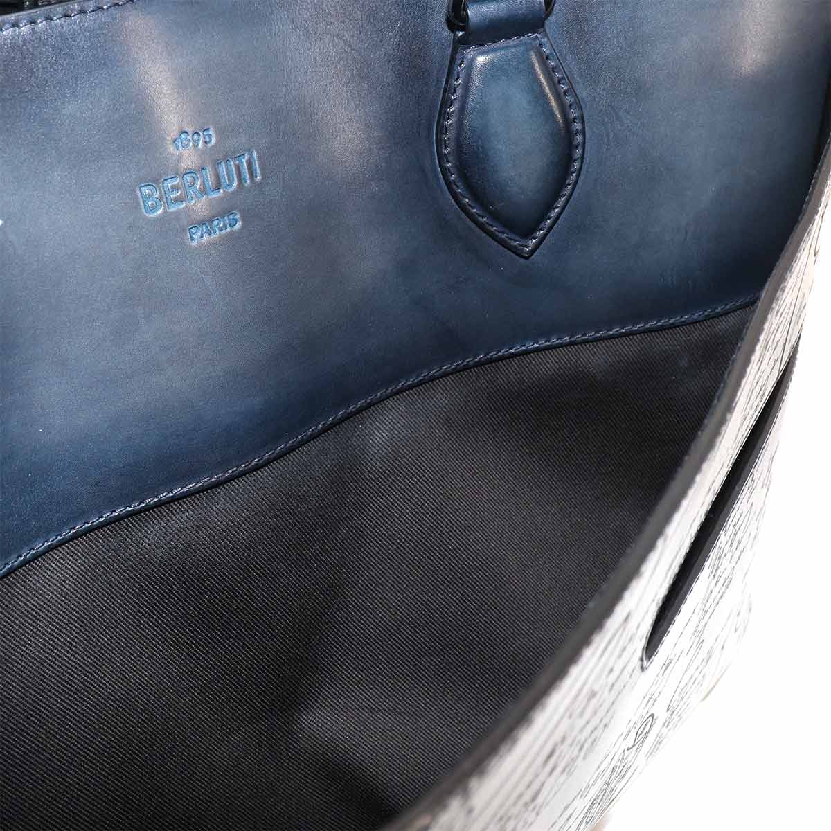 Calligraphy Toujours Tote Bag Venezia Leather Navy Purse