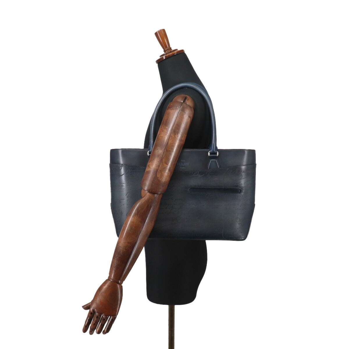 Calligraphy Toujours Tote Bag Venezia Leather Navy Purse
