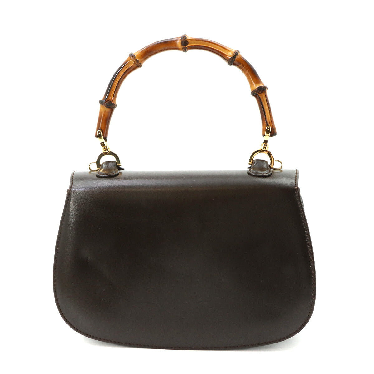 Bamboo 2way Hand Shoulder Bag Leather Brown Purse