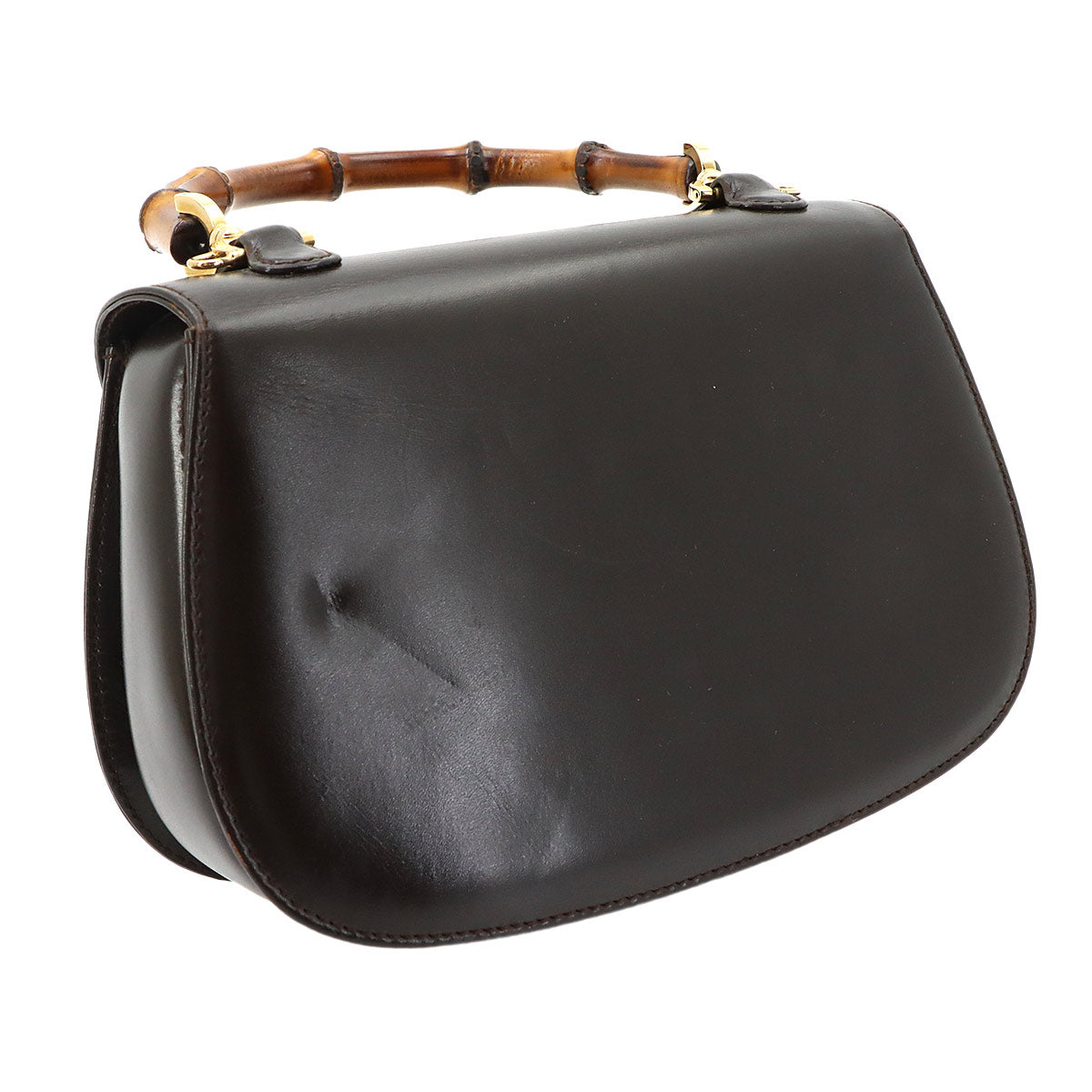 Bamboo 2way Hand Shoulder Bag Leather Brown Purse