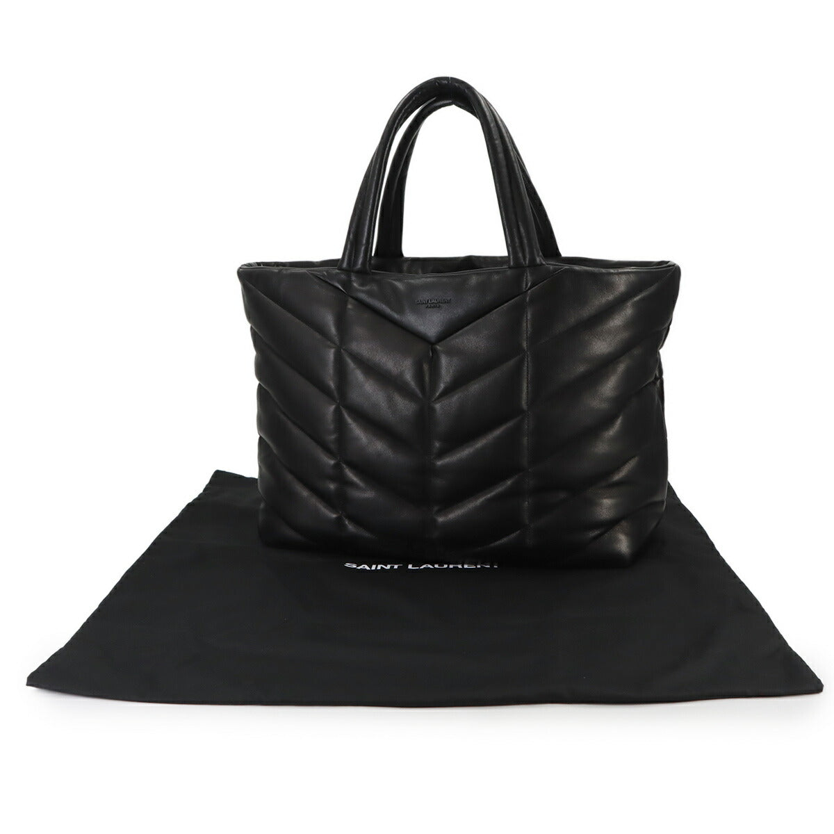 Puffer Tote Bag Leather Black 752888 Shopper Purse