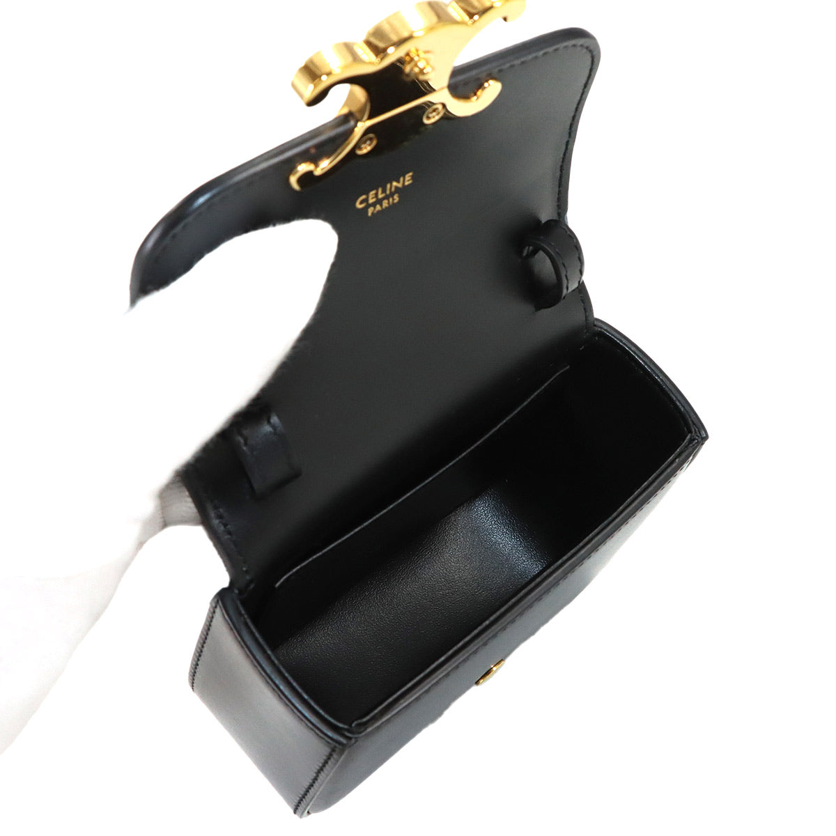 Triomphe Claude Mini Shoulder Bag Leather Black 10I513DPV