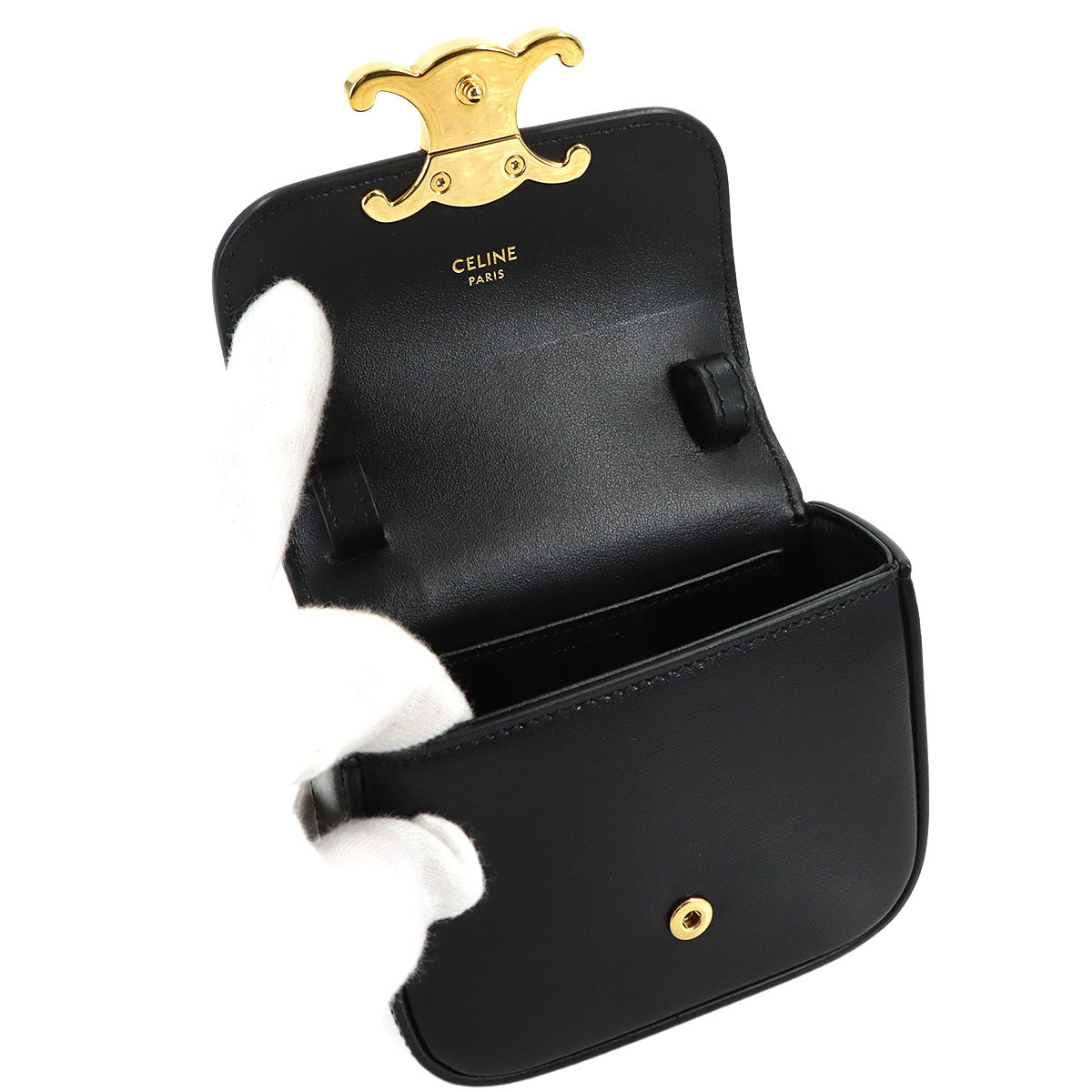 Triomphe Claude Mini Shoulder Bag Leather Black 10I513DPV