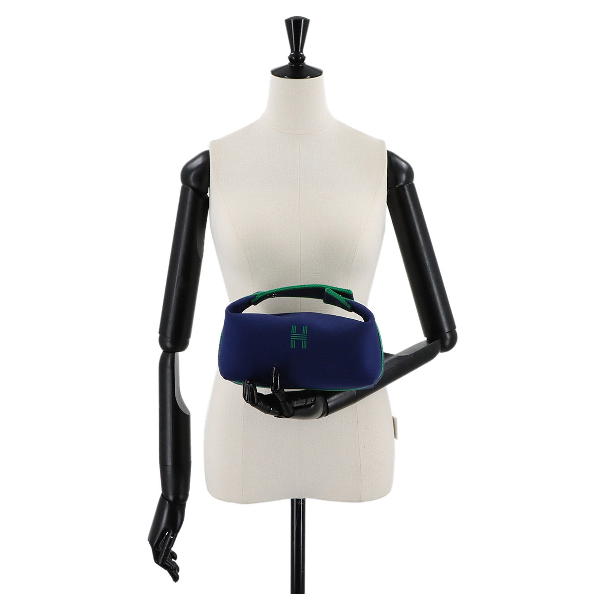 Bride a Brac PM Hand Bag Toile H Blue Marine Green Pouch