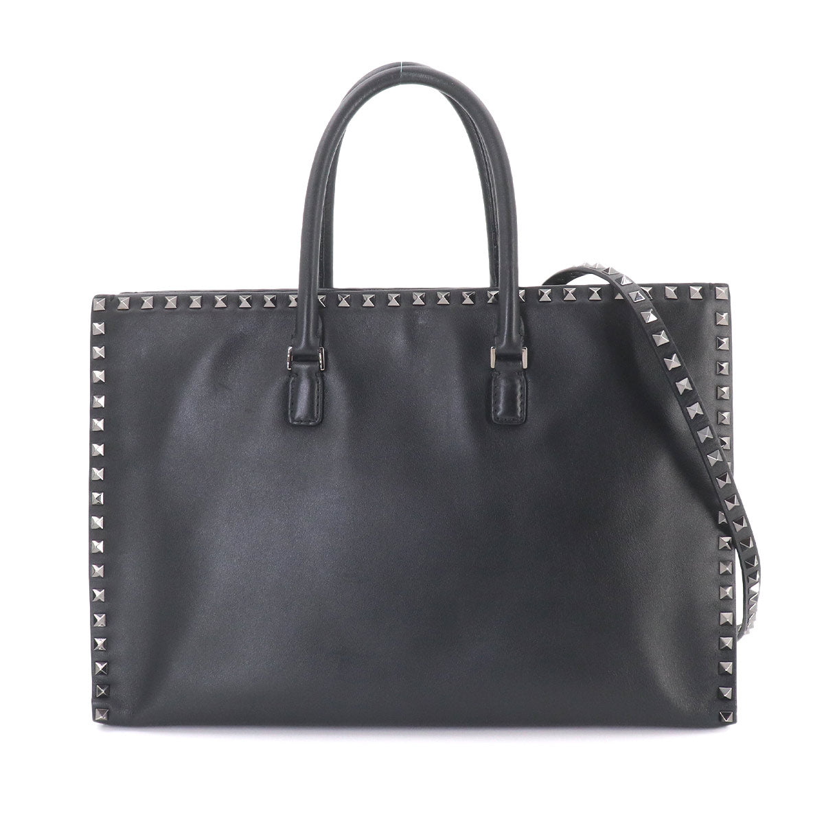 Rockstuds 2way Tote Shoulder Bag Leather Black