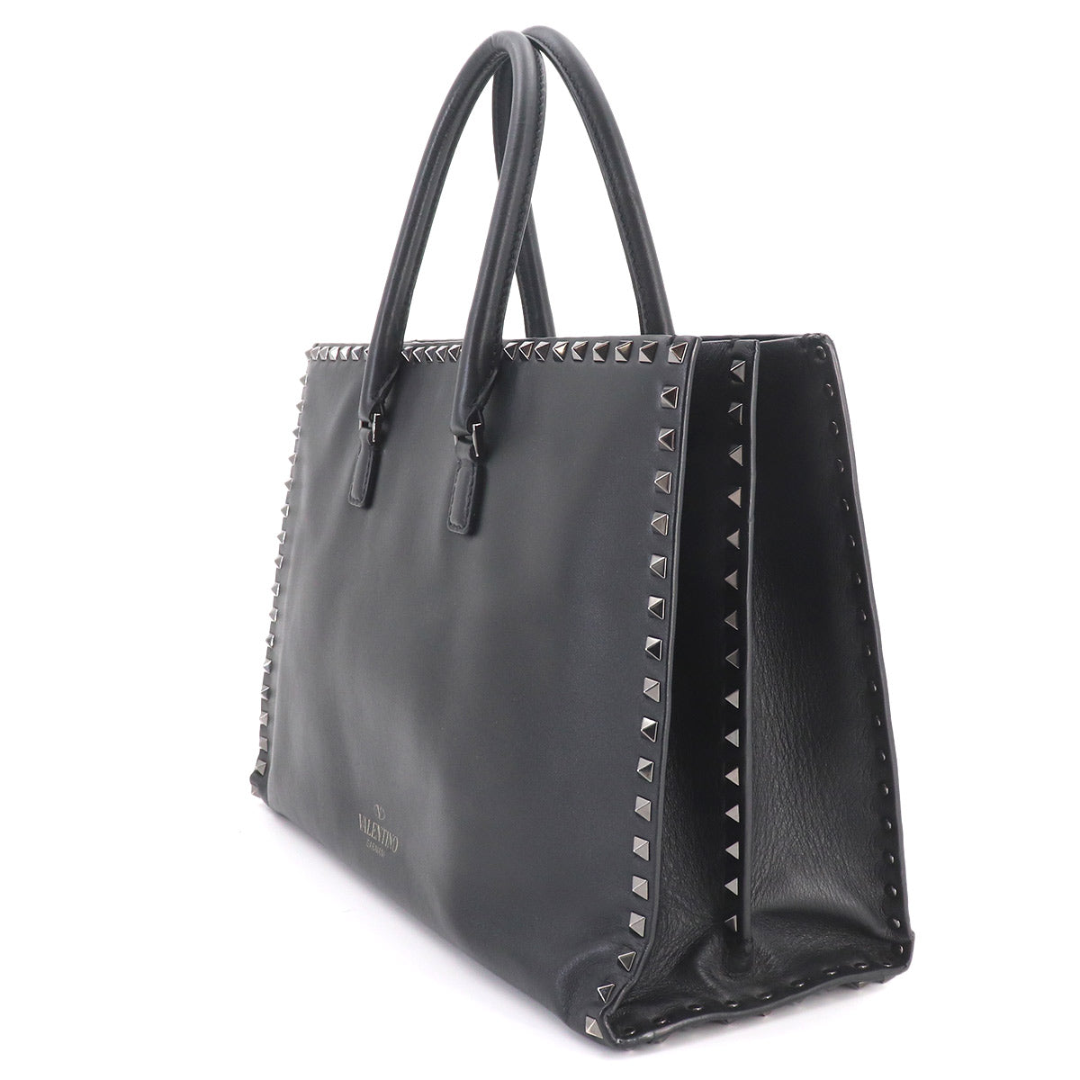 Rockstuds 2way Tote Shoulder Bag Leather Black