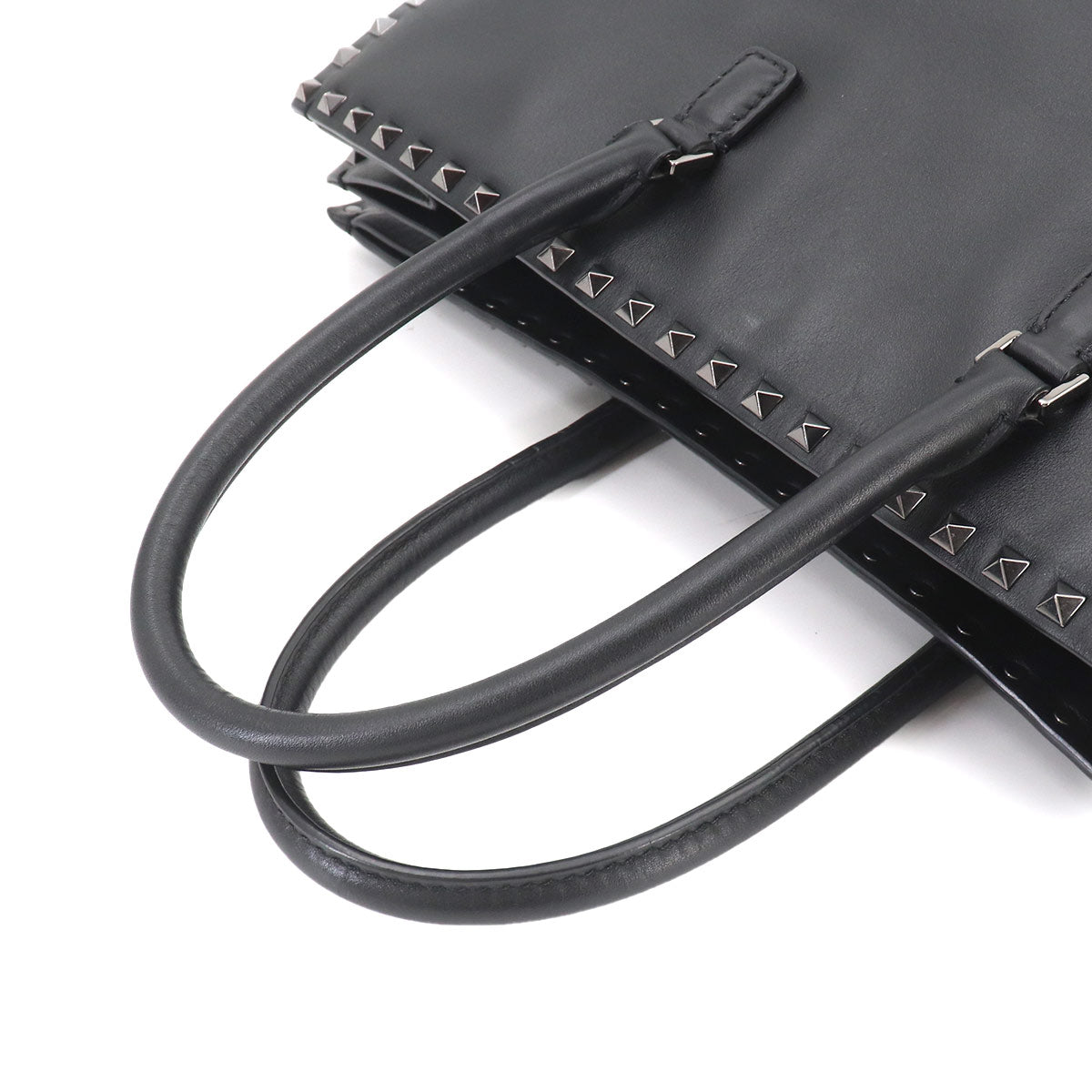 Rockstuds 2way Tote Shoulder Bag Leather Black