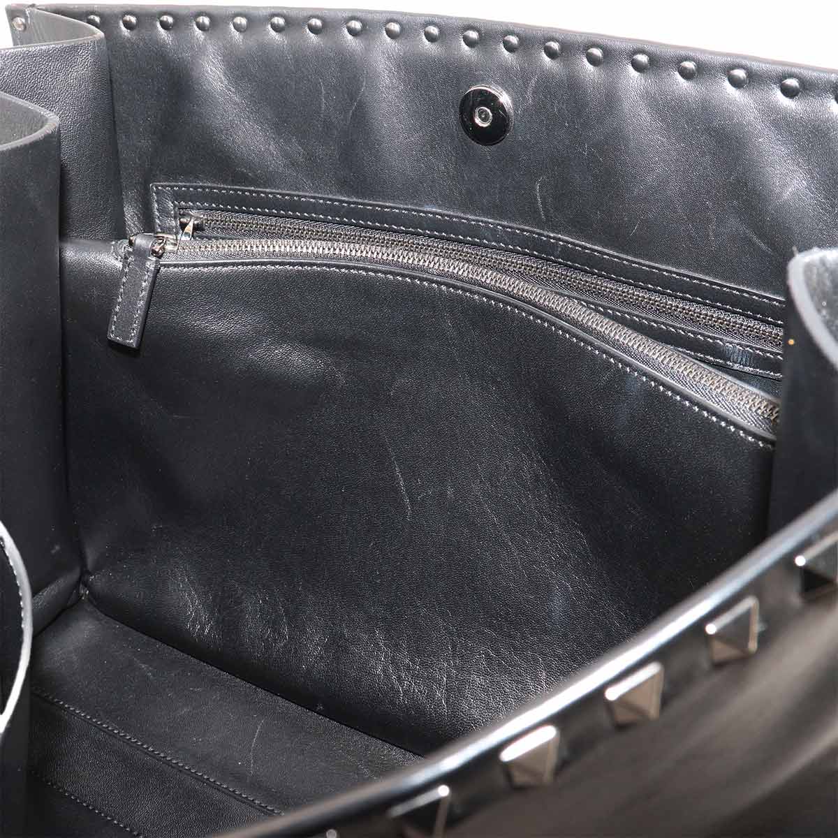 Rockstuds 2way Tote Shoulder Bag Leather Black
