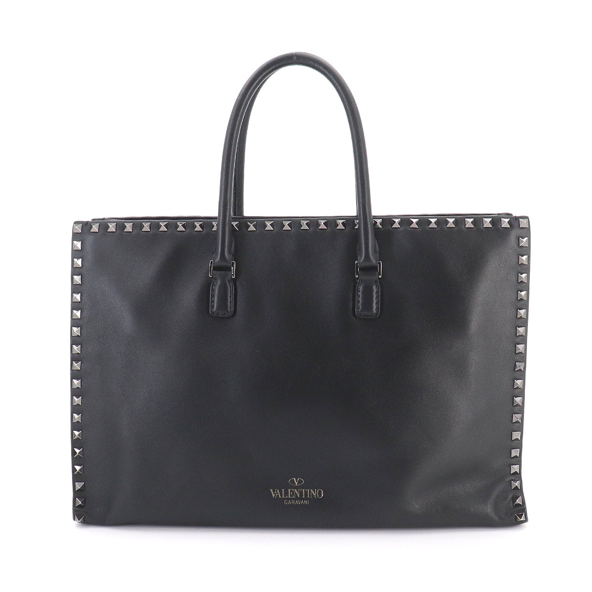 Rockstuds 2way Tote Shoulder Bag Leather Black