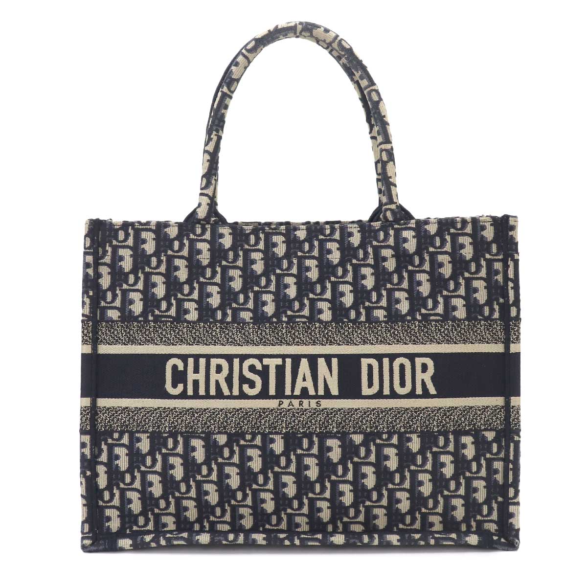 Oblique Book Tote Medium Bag Canvas Navy M1296ZRIW