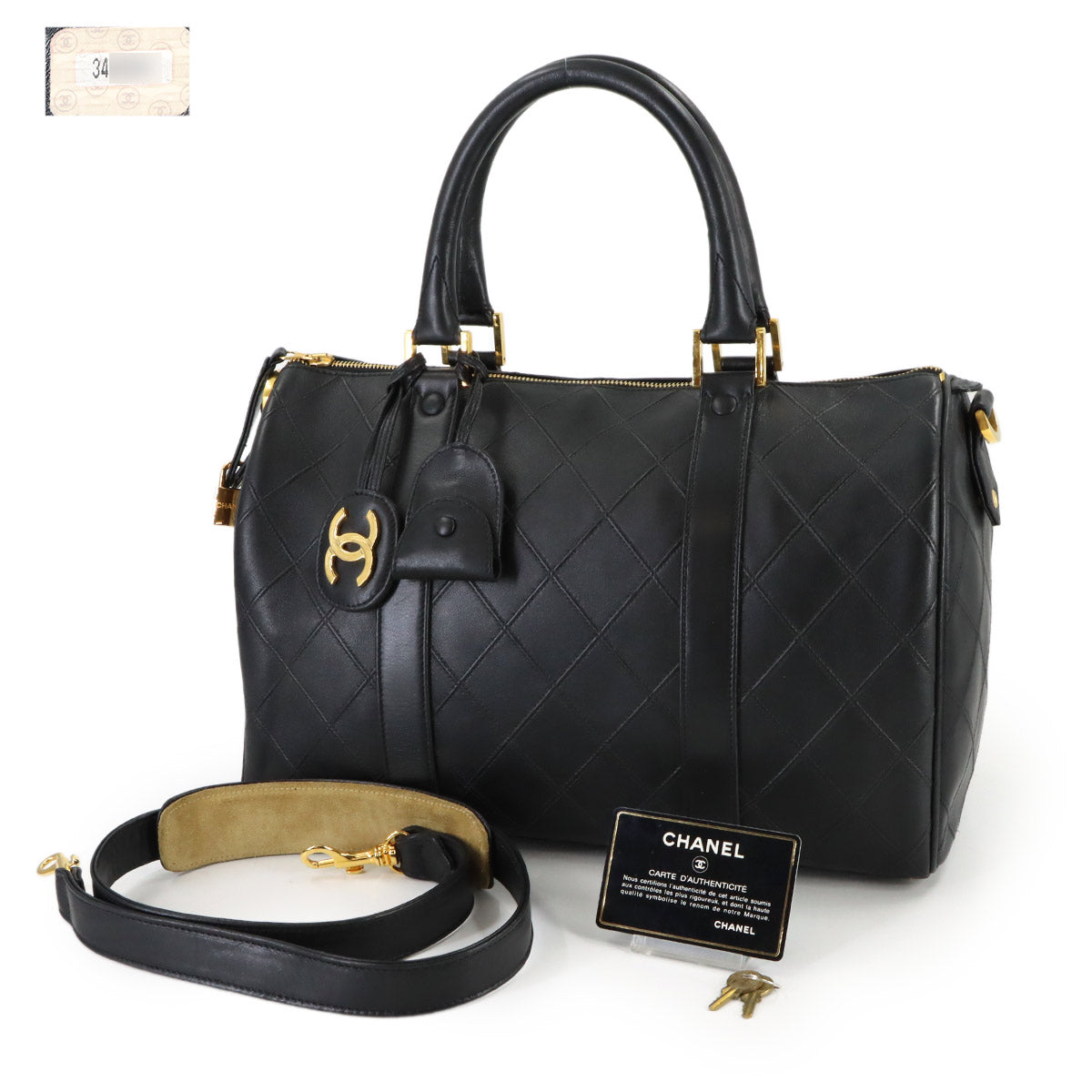 Piccolo 2way Mini Boston Shoulder Bag Leather Black Purse
