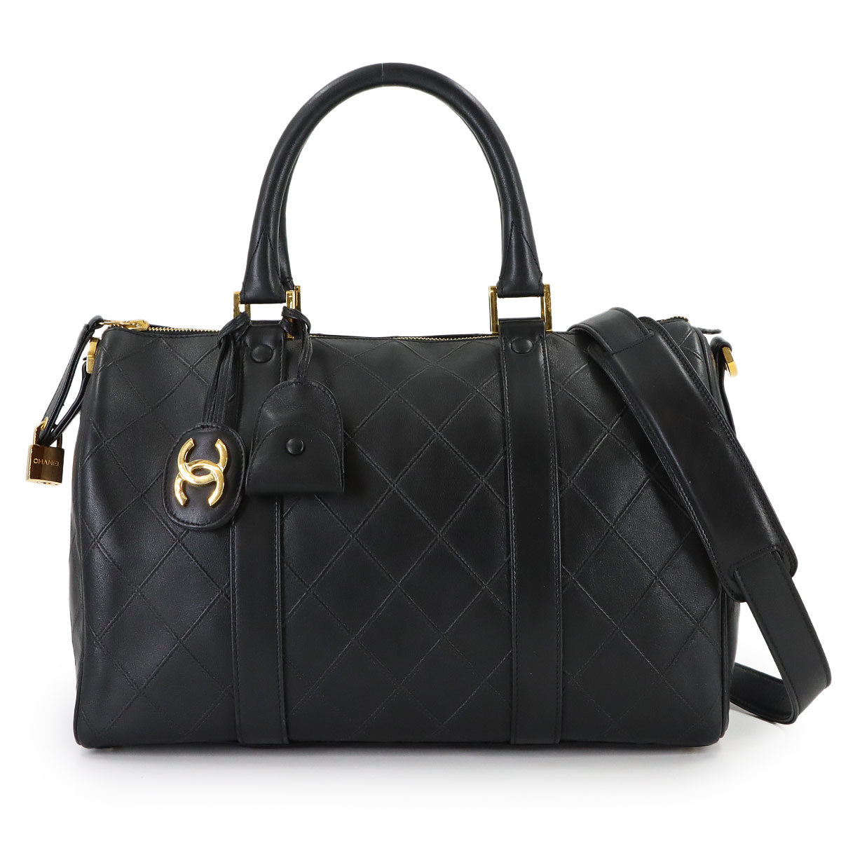 Piccolo 2way Mini Boston Shoulder Bag Leather Black Purse