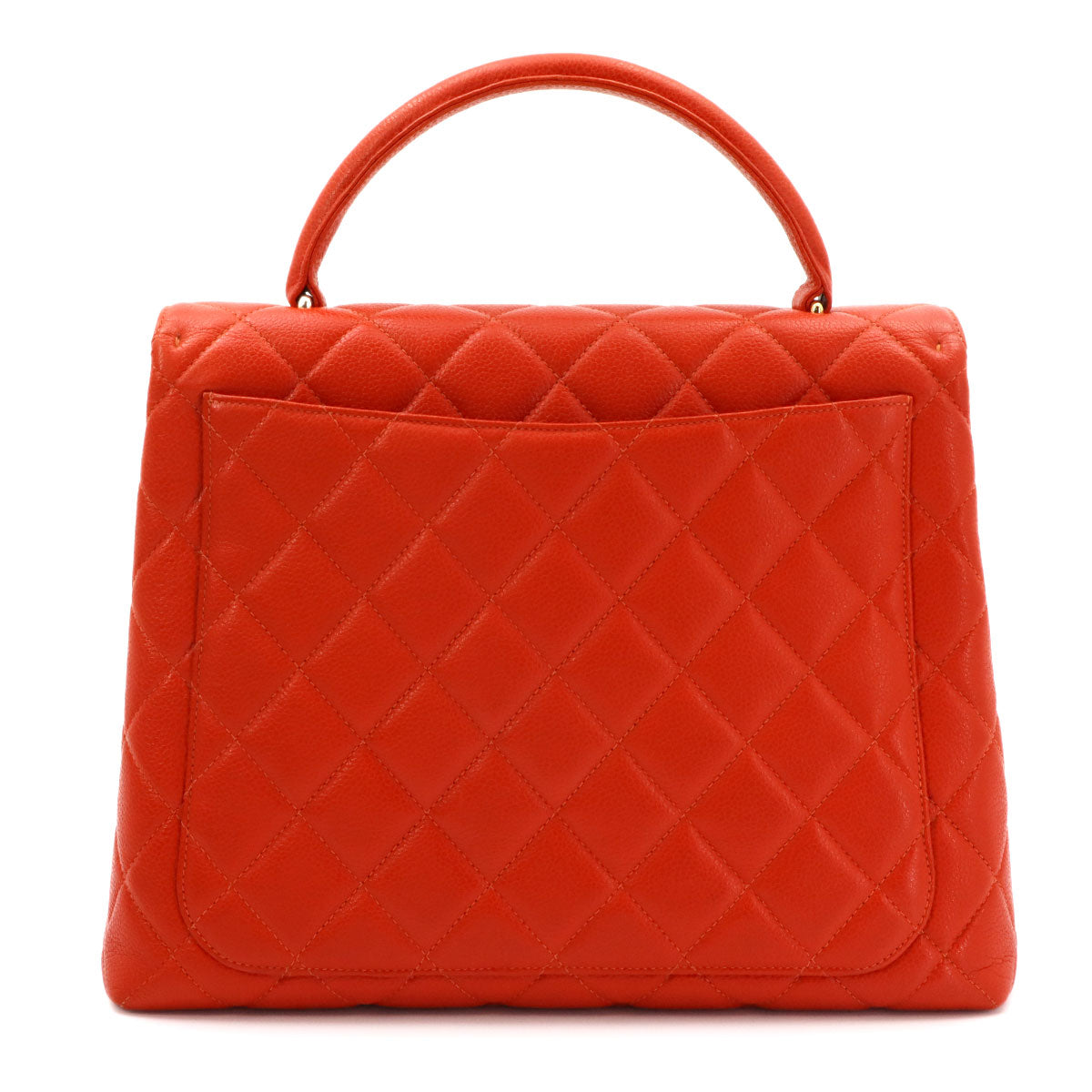 Matelasse Hand Bag Leather Orange A12397 Vintage