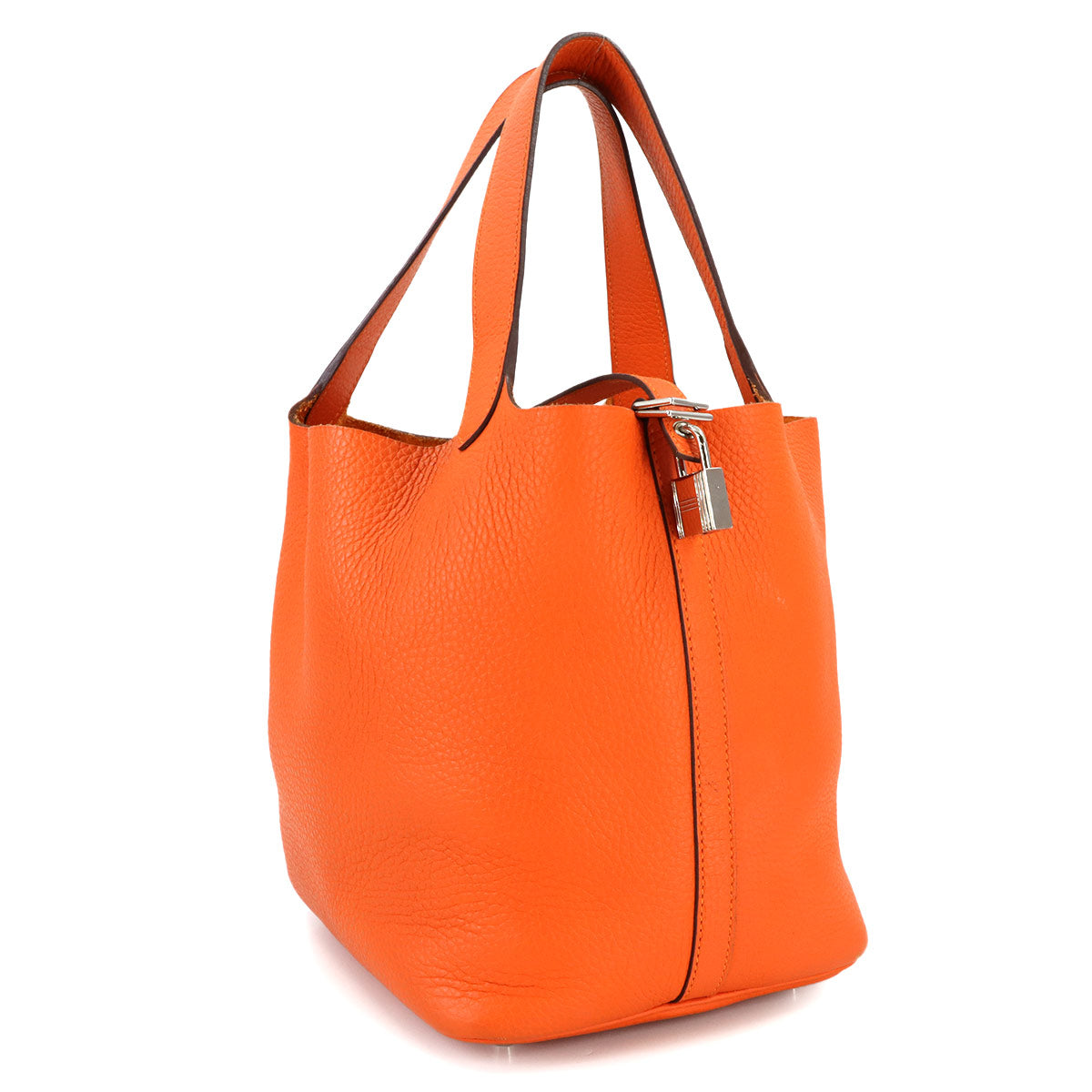 Picotin Lock MM Hand Bag Taurillon Clemence Feu Orange Purse