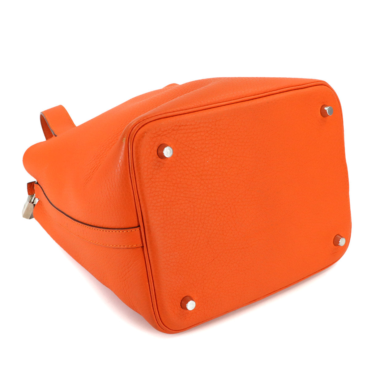 Picotin Lock MM Hand Bag Taurillon Clemence Feu Orange Purse