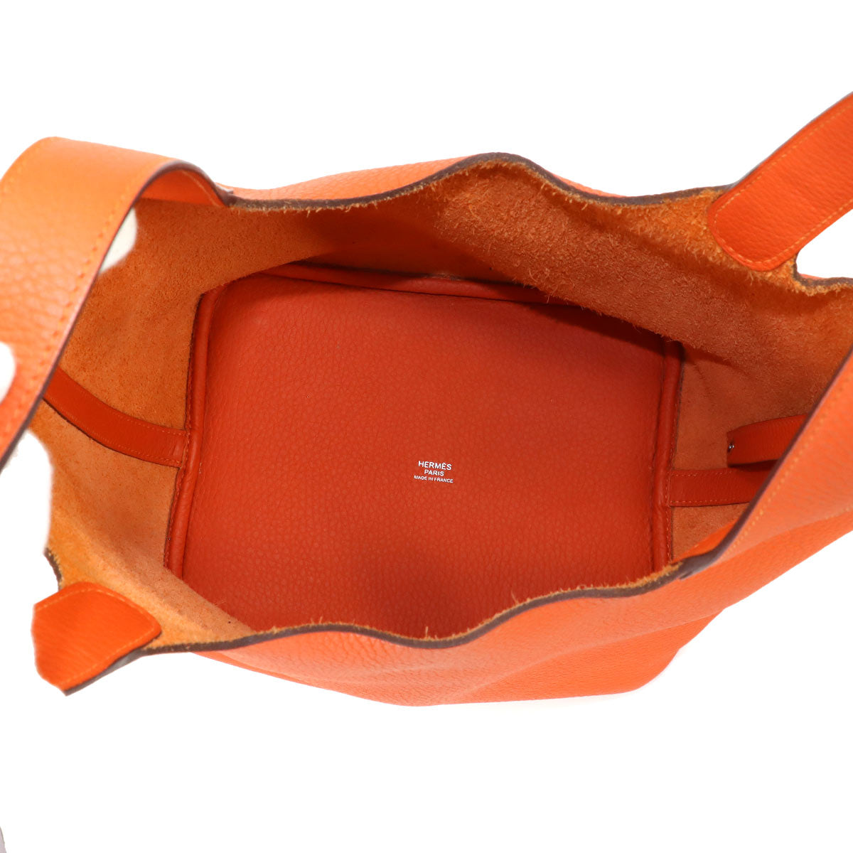 Picotin Lock MM Hand Bag Taurillon Clemence Feu Orange Purse