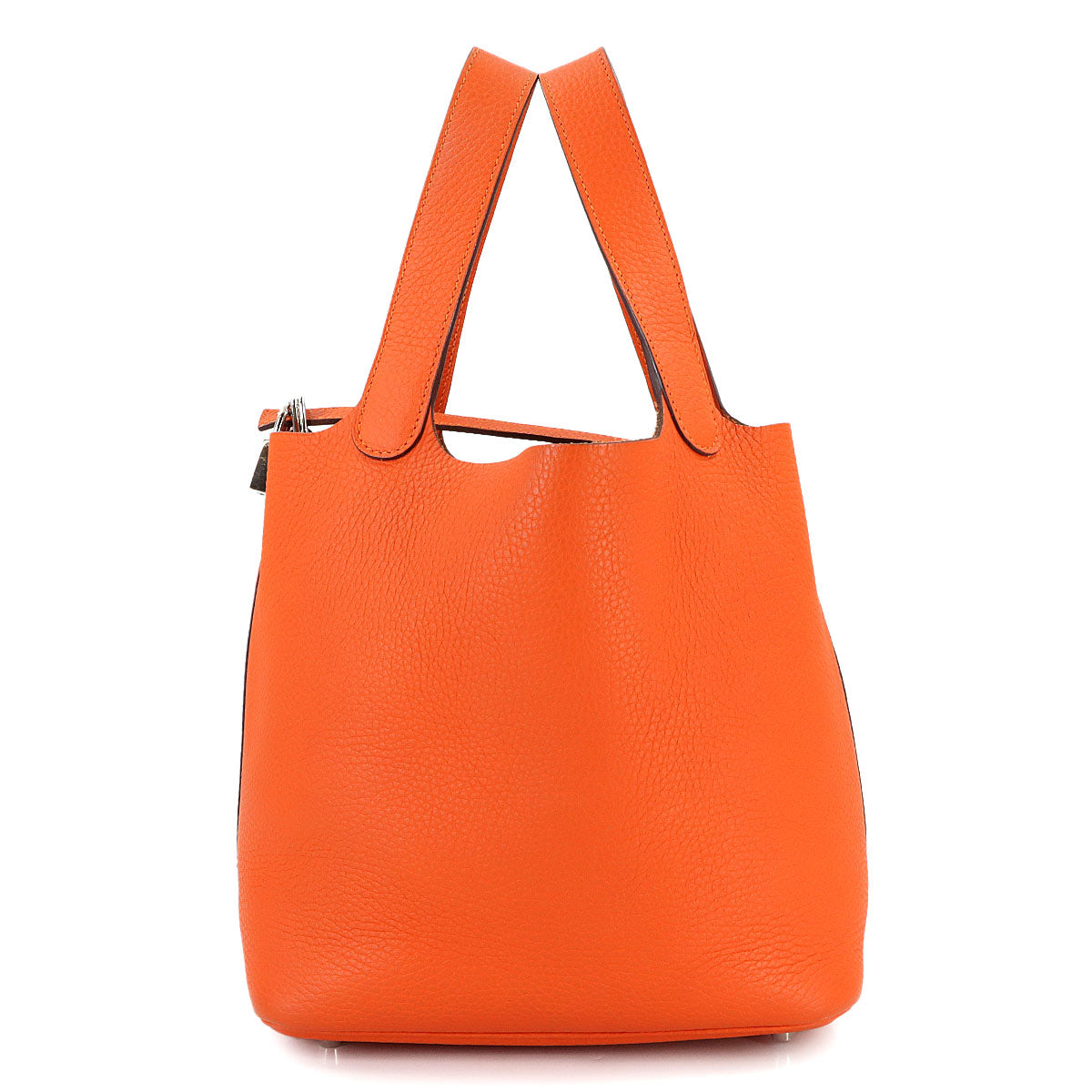 Picotin Lock MM Hand Bag Taurillon Clemence Feu Orange Purse
