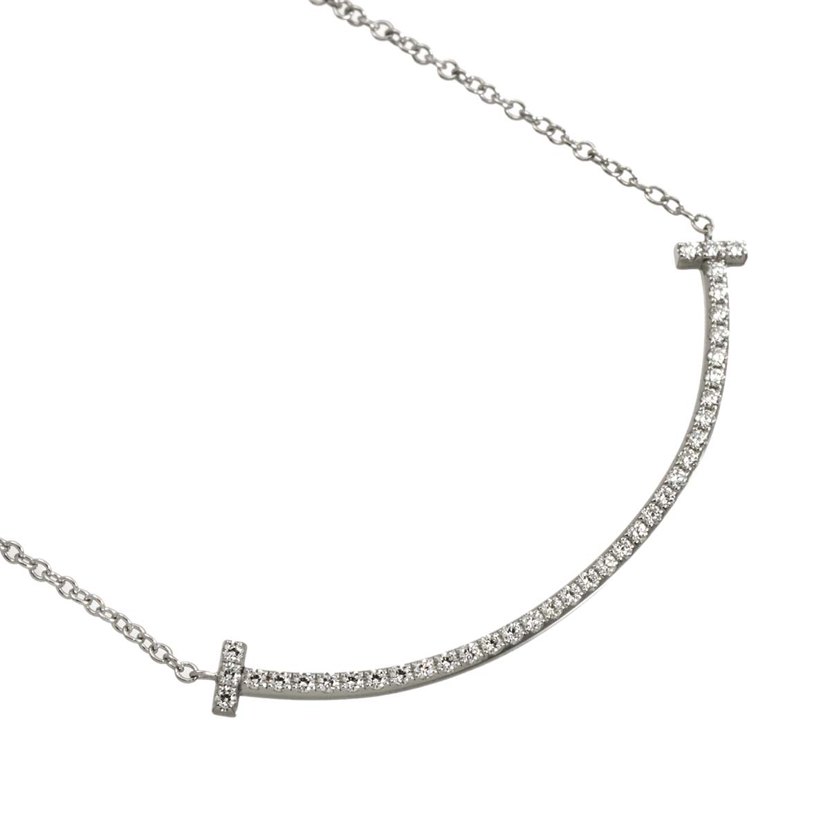 T Smile Diamond Necklace SM 18K White Gold 750