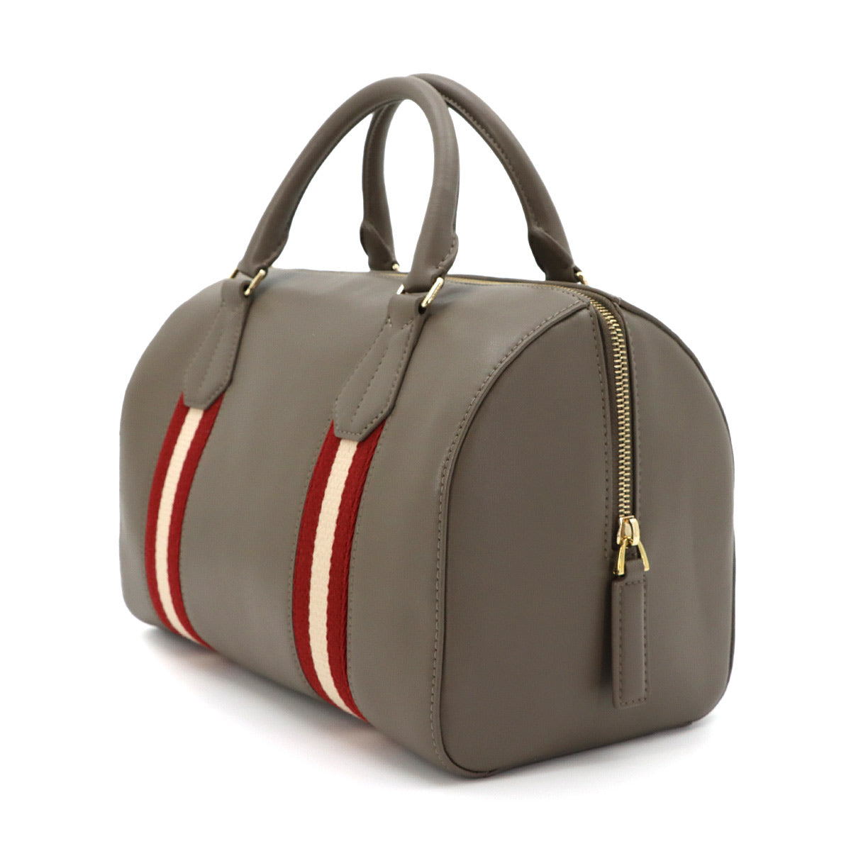 2way Boston Shoulder Bag Leather Gray Purse