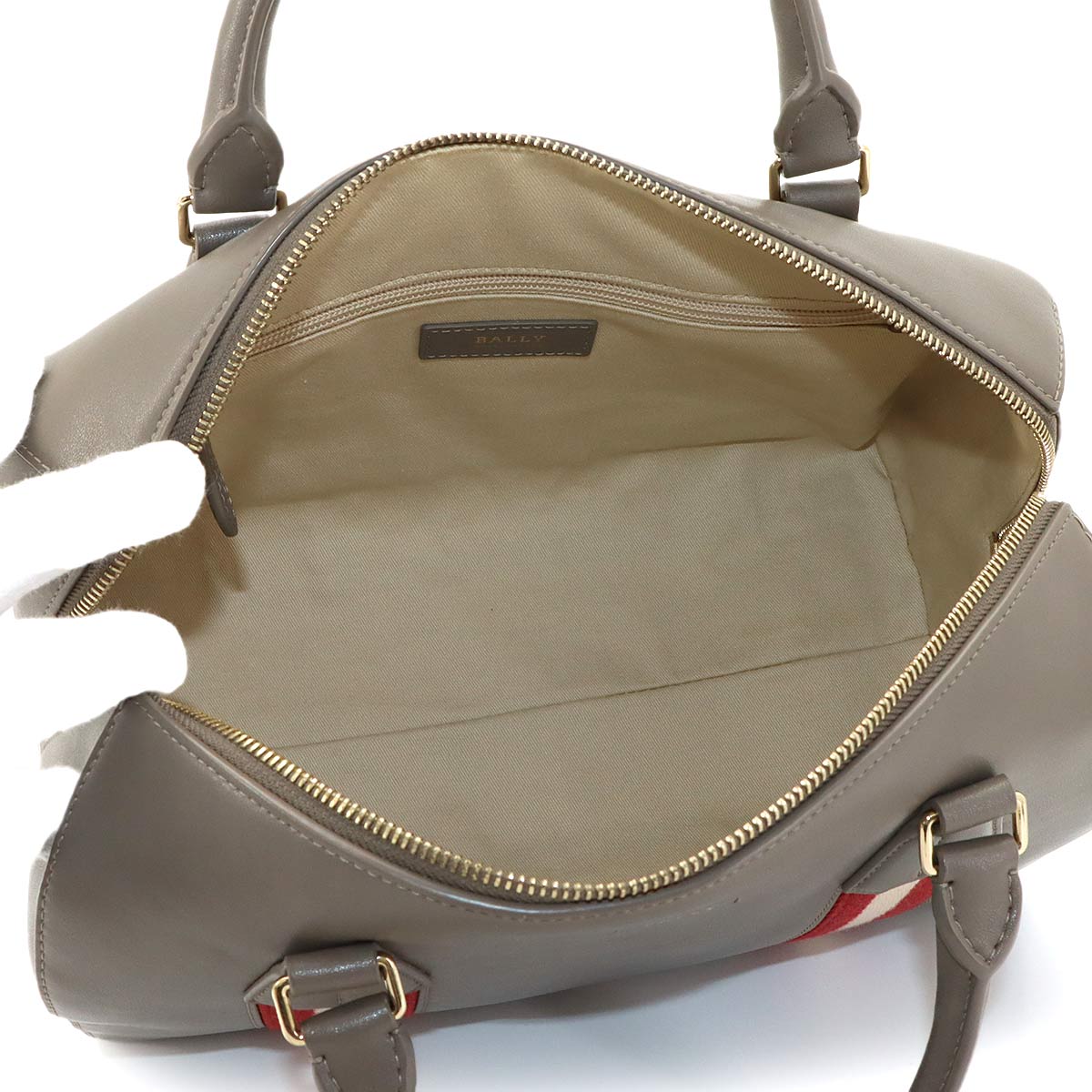 2way Boston Shoulder Bag Leather Gray Purse