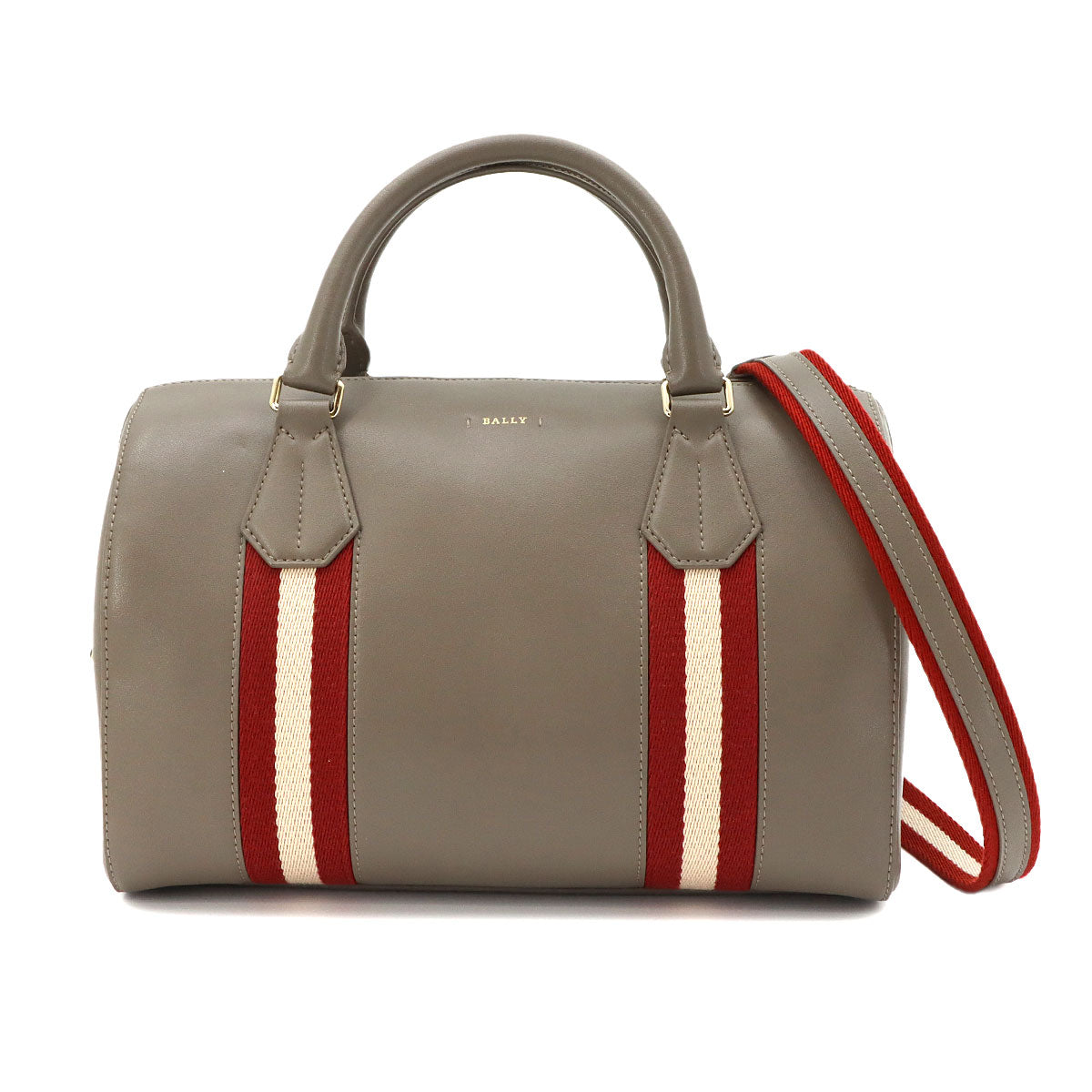 2way Boston Shoulder Bag Leather Gray Purse