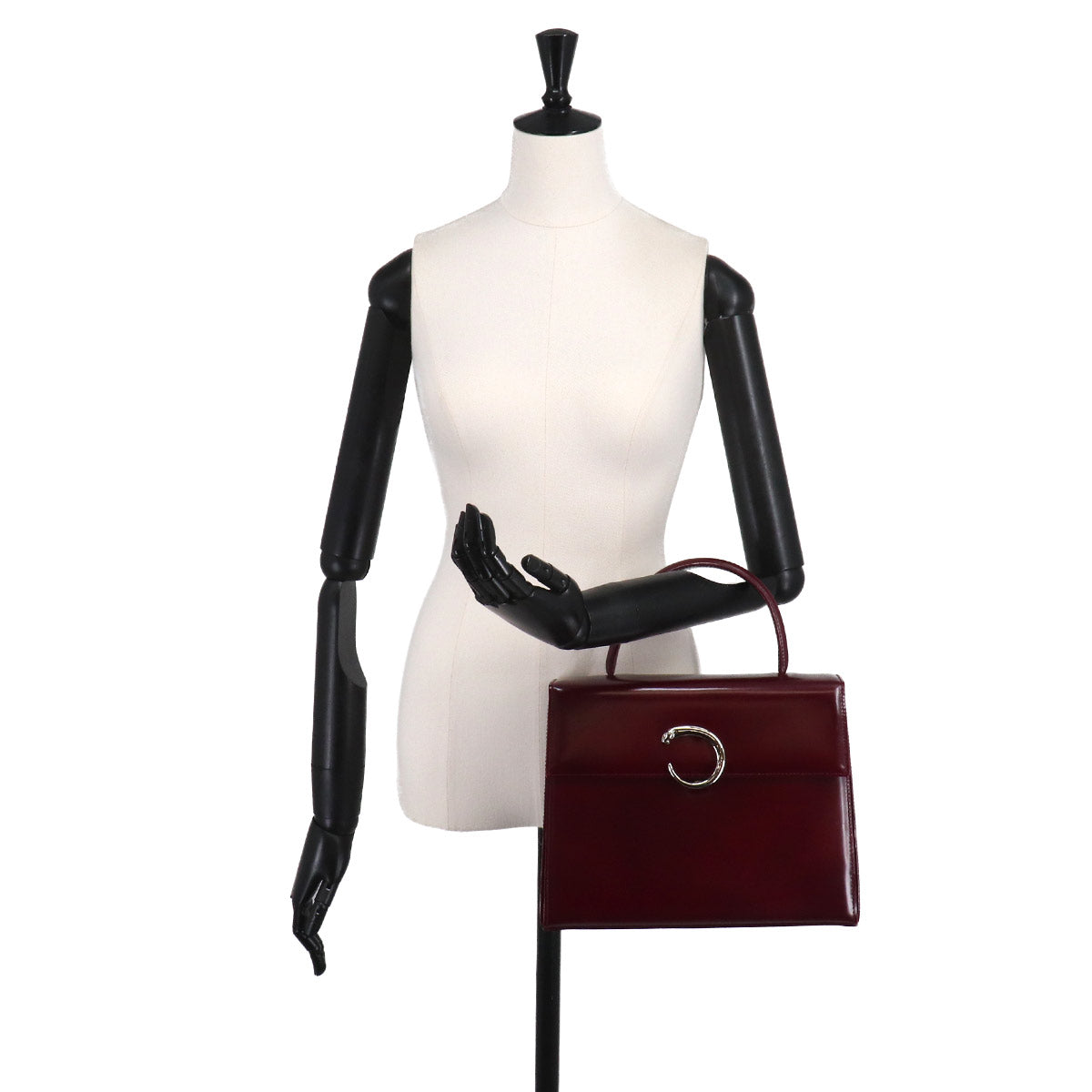Panthere Hand Bag Leather Bordeaux Purse