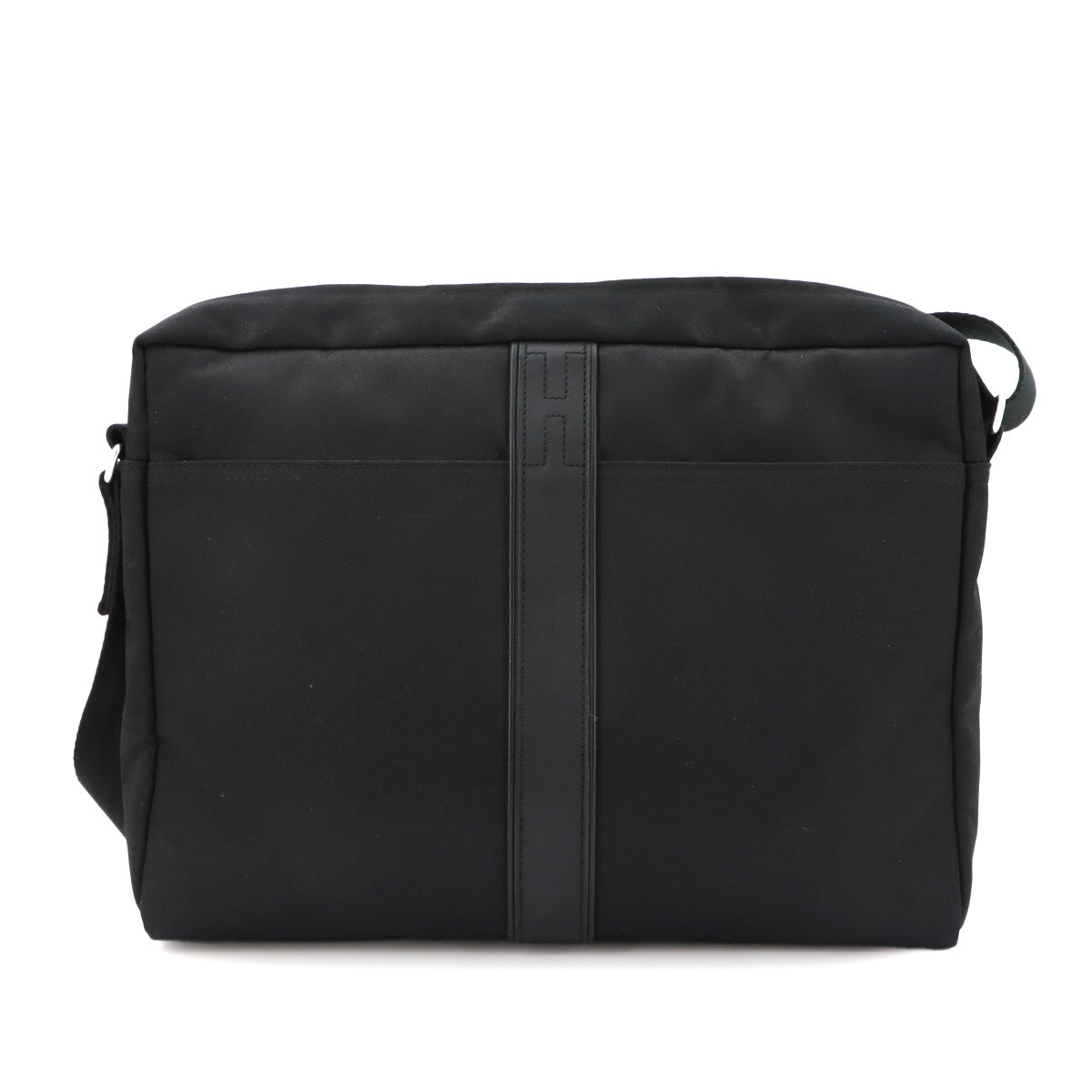 Acapulco Basas MM Shoulder Bag Toile Chevron Leather Black