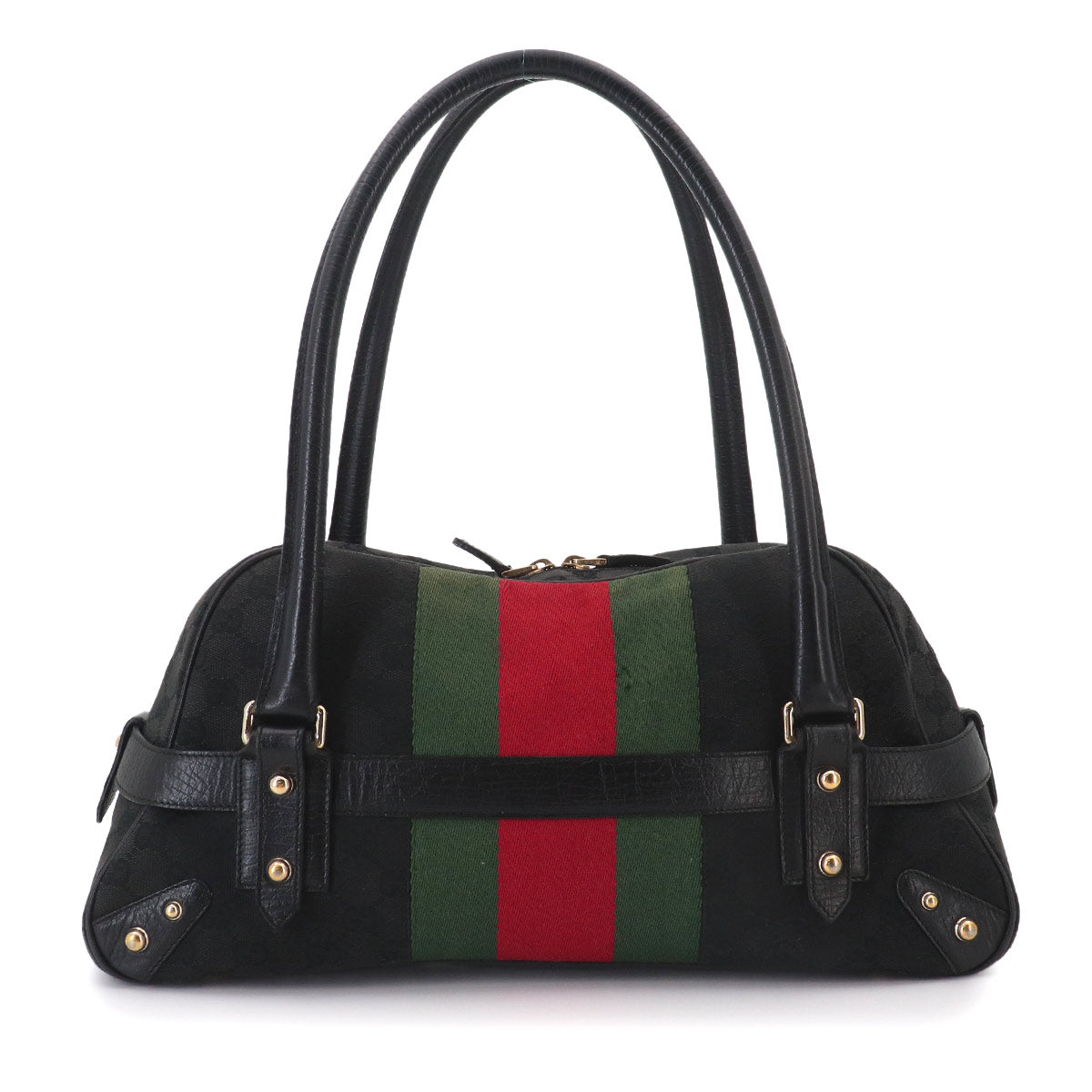 Horsebit Shoulder Bag GG Canvas Leather Black 131092 Purse