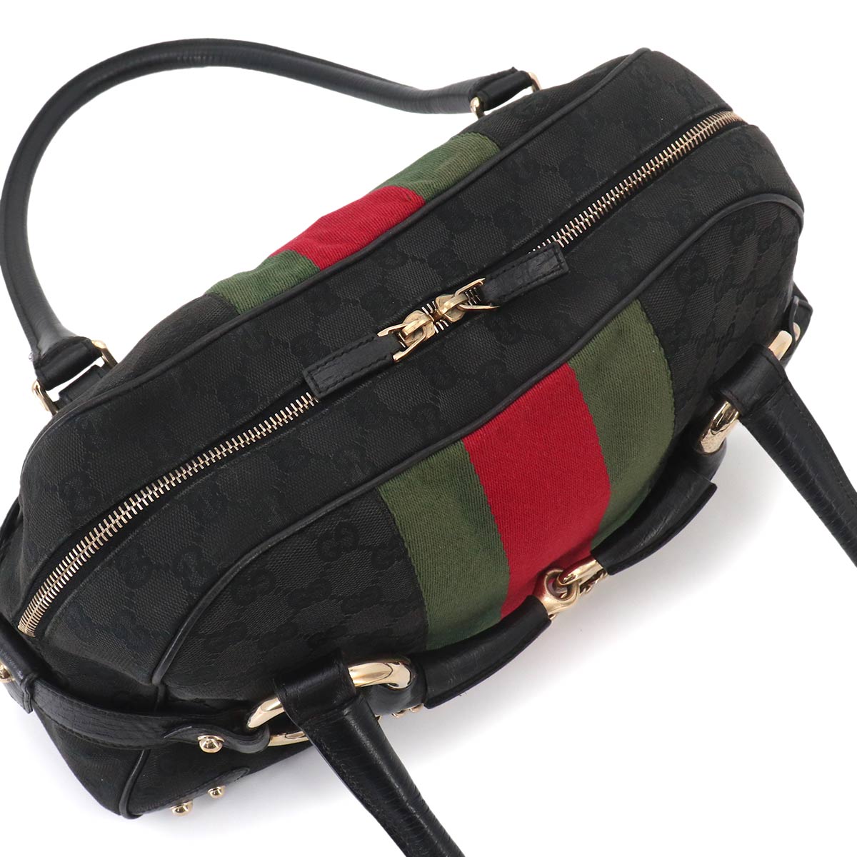 Horsebit Shoulder Bag GG Canvas Leather Black 131092 Purse