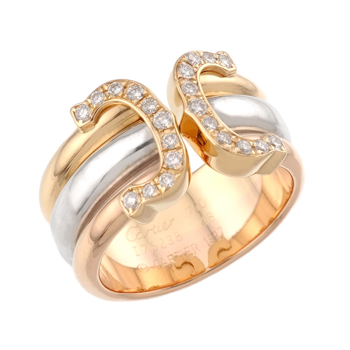 2C Diamond Ring 18K YG WG PG 750 Size47 4.5-4.75(US)