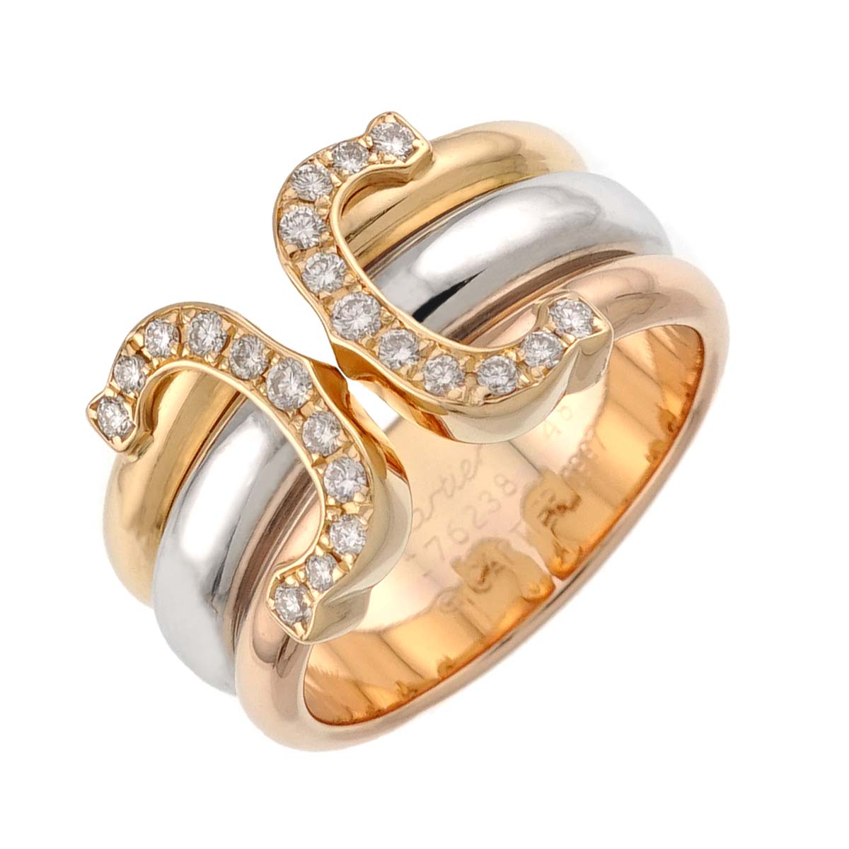 2C Diamond Ring 18K YG WG PG 750 Size47 4.5-4.75(US)