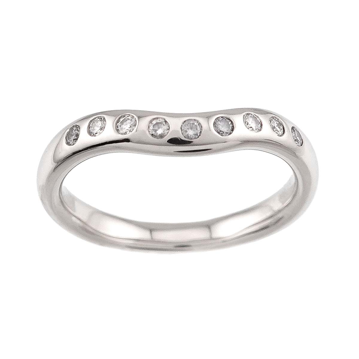 Wide Curved Band Diamond Ring Platinum size4.5(US)