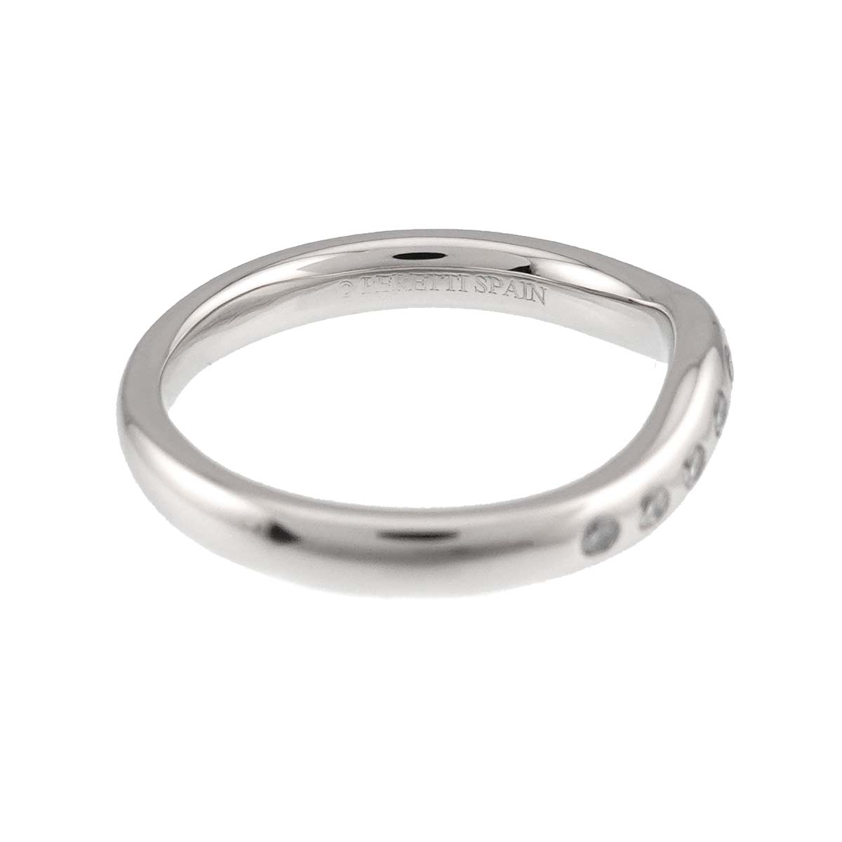 Wide Curved Band Diamond Ring Platinum size4.5(US)
