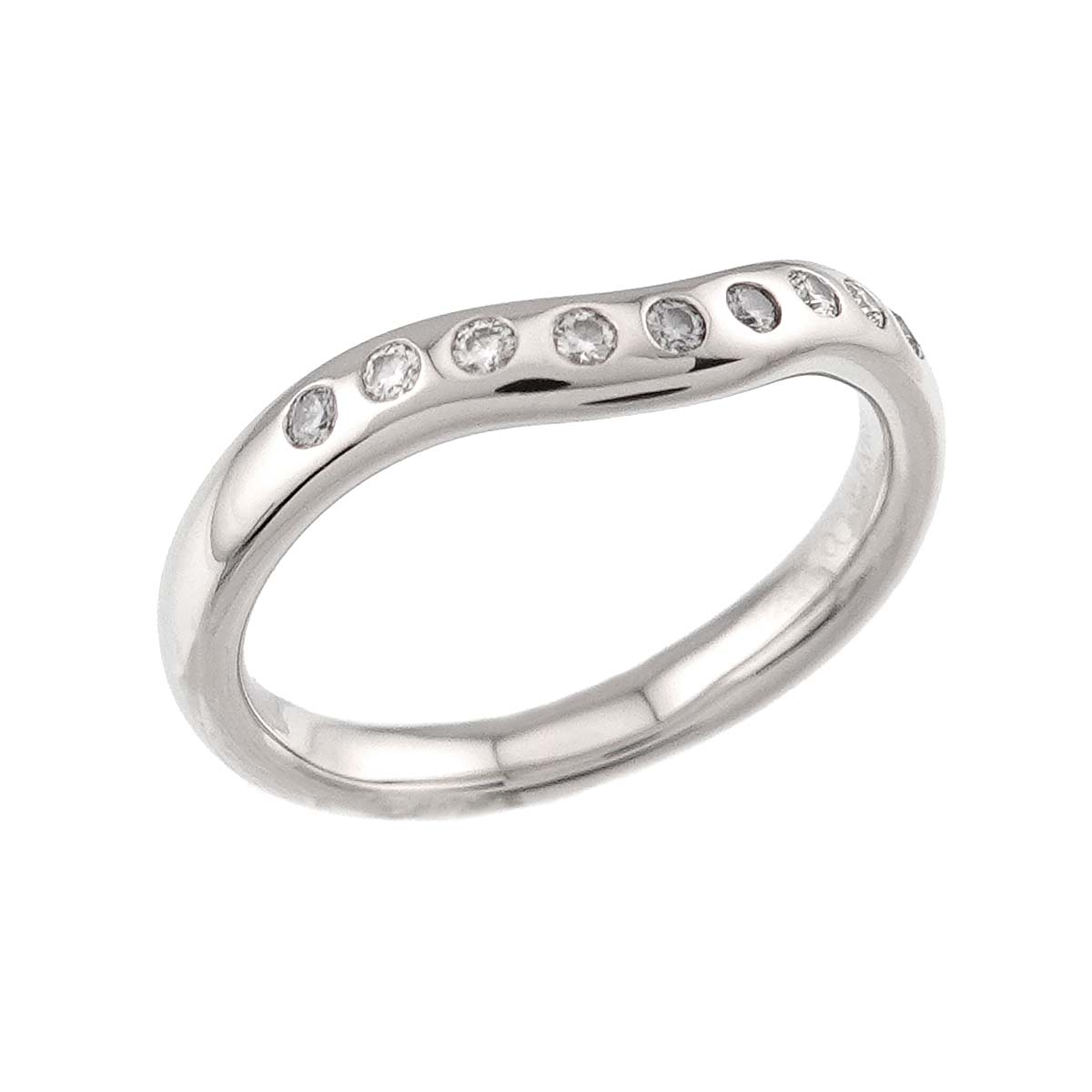 Wide Curved Band Diamond Ring Platinum size4.5(US)