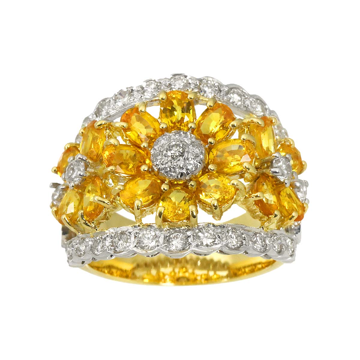 Sapphire Diamond Ring 18K YG 750 size5.5-5.75(US)
