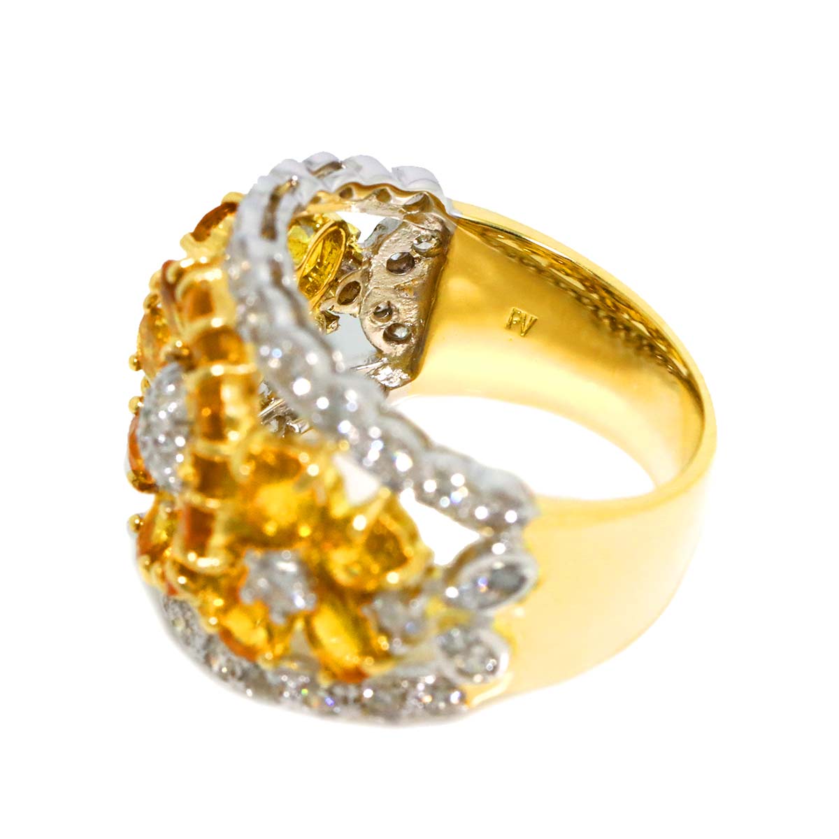 Sapphire Diamond Ring 18K YG 750 size5.5-5.75(US)
