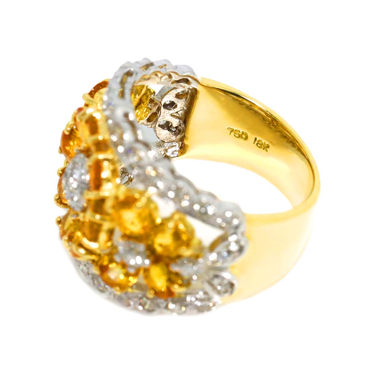 Sapphire Diamond Ring 18K YG 750 size5.5-5.75(US)