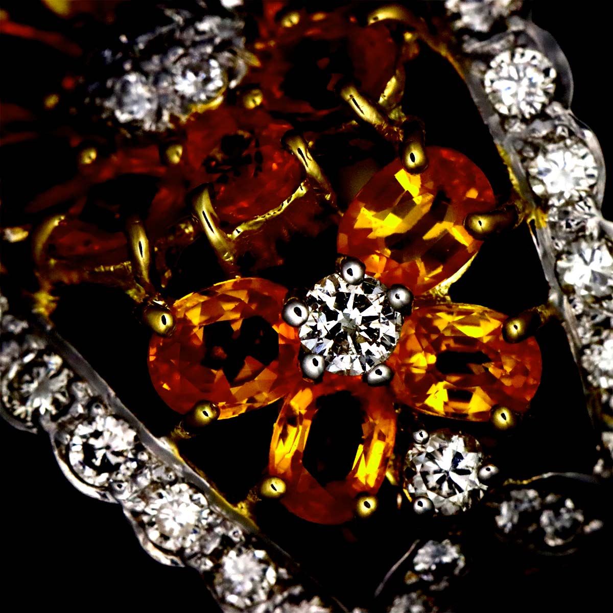Sapphire Diamond Ring 18K YG 750 size5.5-5.75(US)