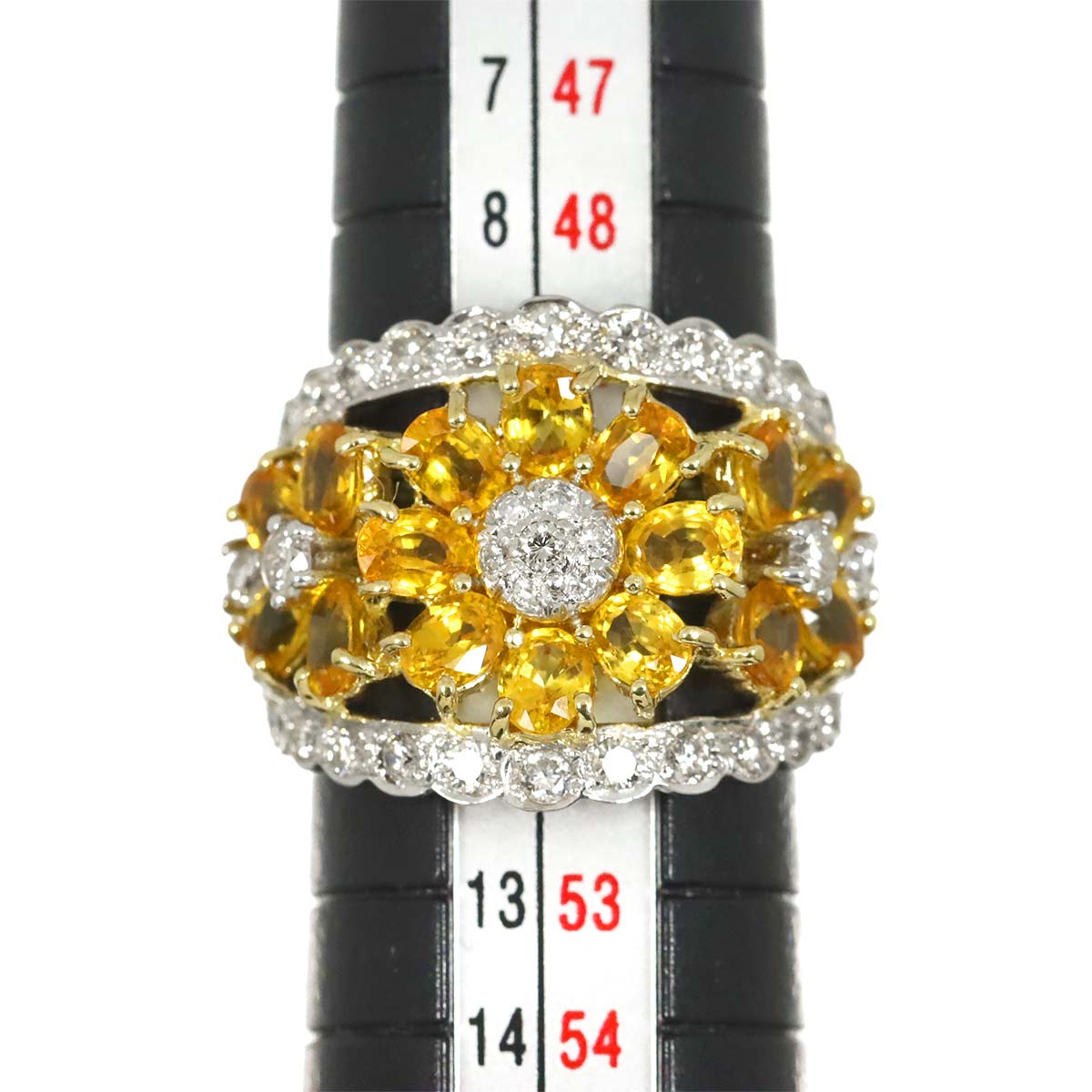 Sapphire Diamond Ring 18K YG 750 size5.5-5.75(US)