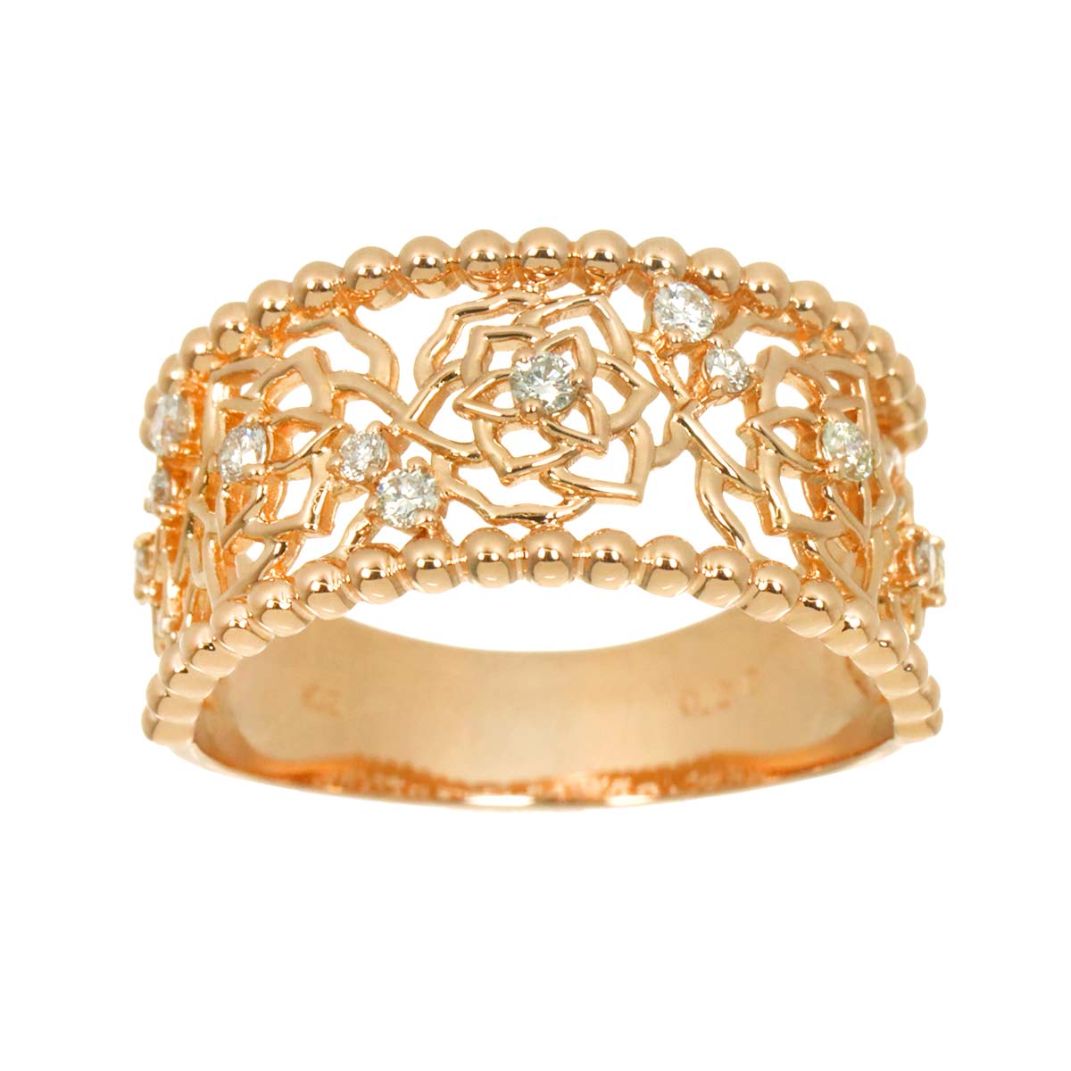 Diamond 0.20ct Ring 18K PG Pink Gold 750 Size6.75(US)
