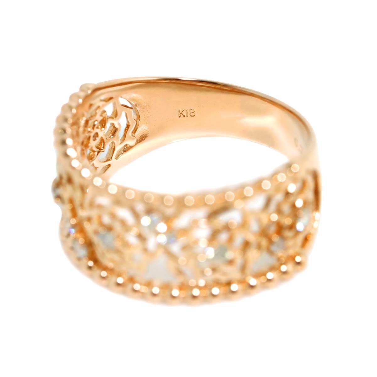 Diamond 0.20ct Ring 18K PG Pink Gold 750 Size6.75(US)