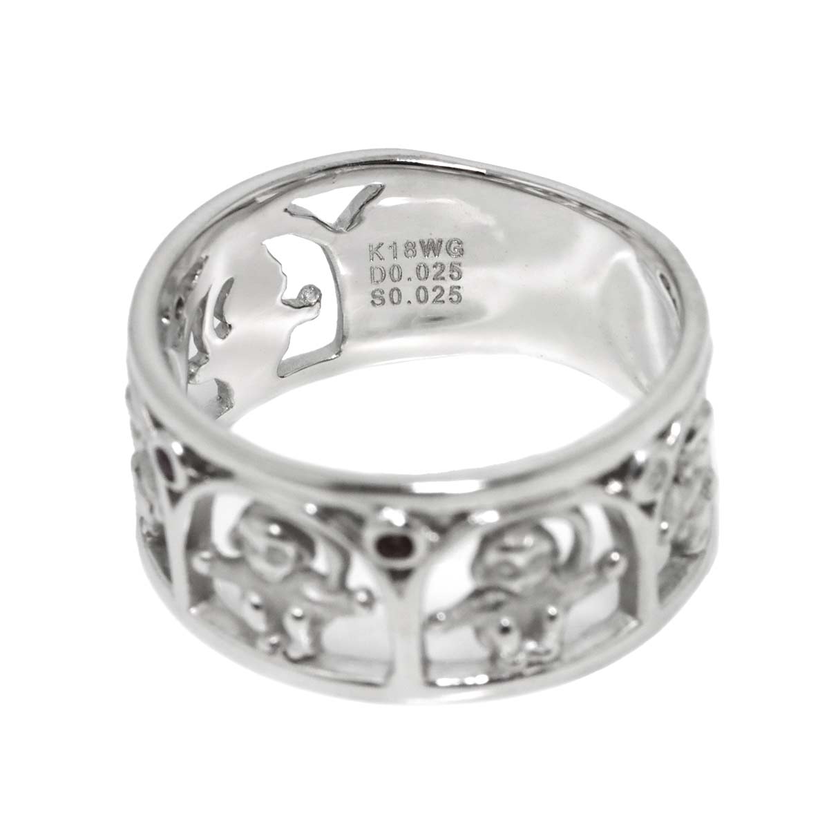 Sapphire 0.025ct Diamond 0.025ct Ring 18K WG 750 size6.75(US)