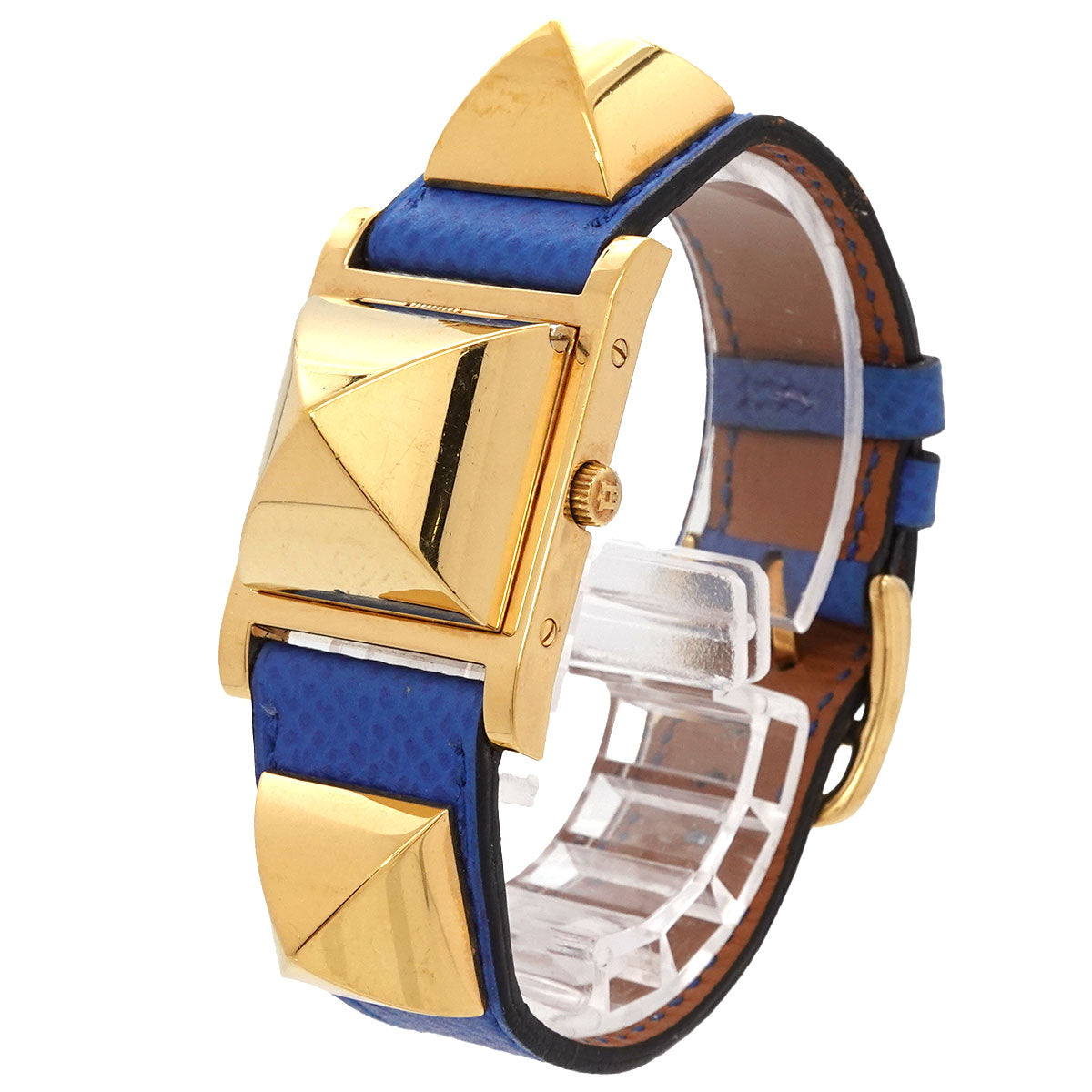 Medor Vintage pyramid Gold studs Quartz White Dial Ladies